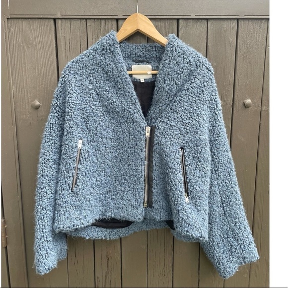 IRO Daney Light Blue Looped Knit Zip Jacket - Picture 7 of 15